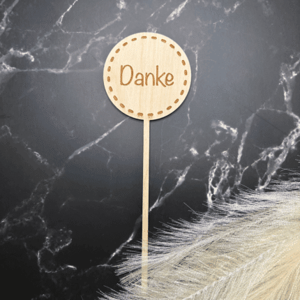 Blumenstecker „Danke“ aus Holz mit Gravur