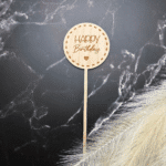 Blumenstecker „Happy Birthday“ aus Holz mit Gravur