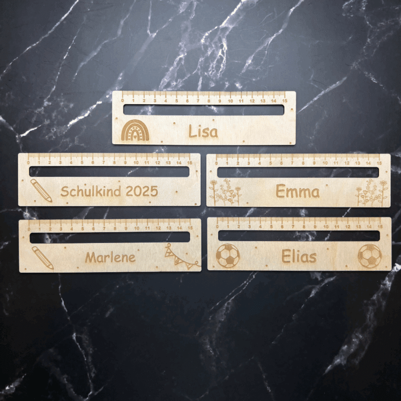Lineal aus Holz mit personalisierter Lasergravur