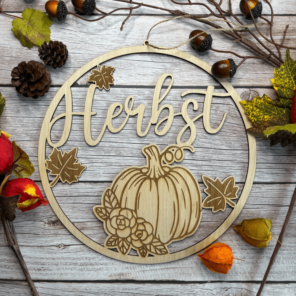 Herbstlicher Türkranz aus Holz für Tür & Wand Türkranz Herbst aus Holz – herbstliche Deko für die Haustür