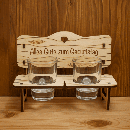 Schnapsbank aus Holz mit Gravur Alles Gute zum Geburtstag