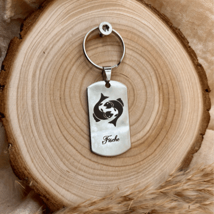 Edelstahl Anhänger mit Sternzeichen Fische Gravur