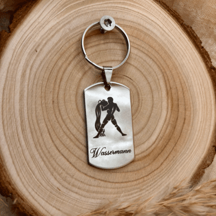 Edelstahl Anhänger mit Sternzeichen Wassermann Gravur