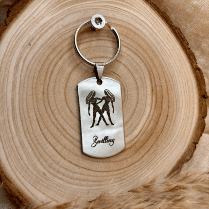 Edelstahl Anhänger mit Sternzeichen Zwilling Gravur