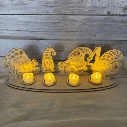 Wichtel LED Adventkranz aus Holz