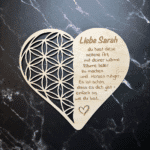 Holzherz mit festem Spruch und personalisiertem Namen