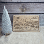 Buchen Jausenbrett mit Winterlandschaft Gravur