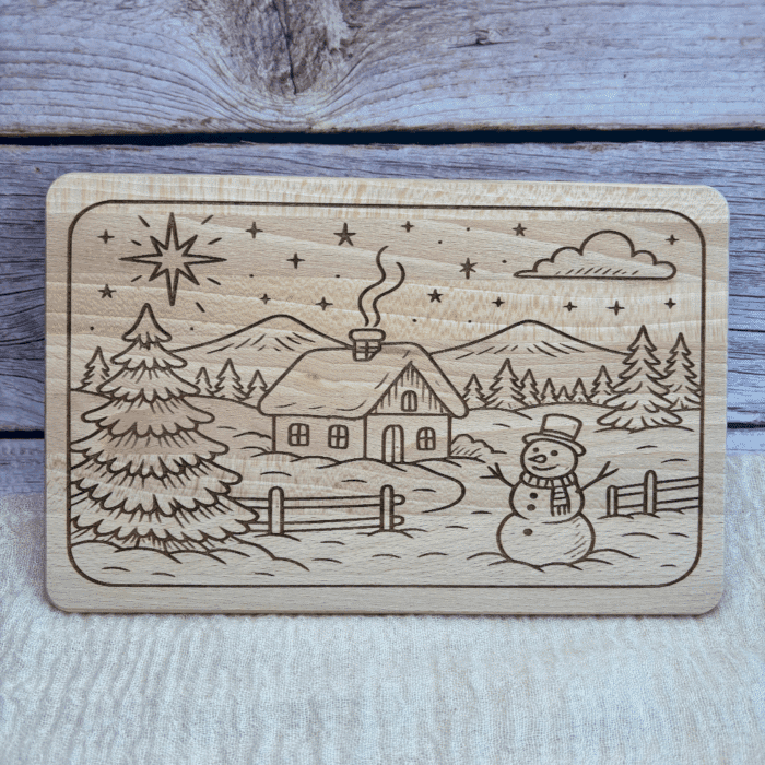 Buche Jausenbrett „Winterlandschaft“ – Bild 2
