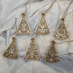 Holz Weihnachtsornamente 6er Set mit Nussoptik