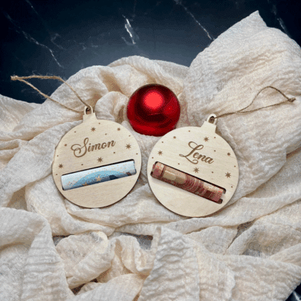 Geldschein Ornament aus Holz mit Name