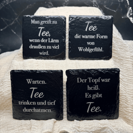 Schieferuntersetzer 4er Set mit Teesprüchen