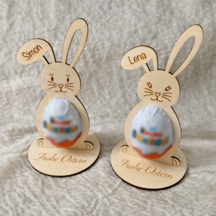 Personalisierte Osterhasen aus Holz 2er Set
