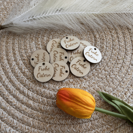 Frohe Ostern Anhänger aus Holz im 10, 20 oder 30er Set