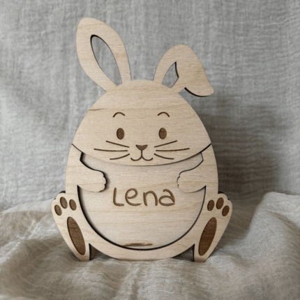 Personalisierte Osterhasenbox aus Holz mit graviertem Namen